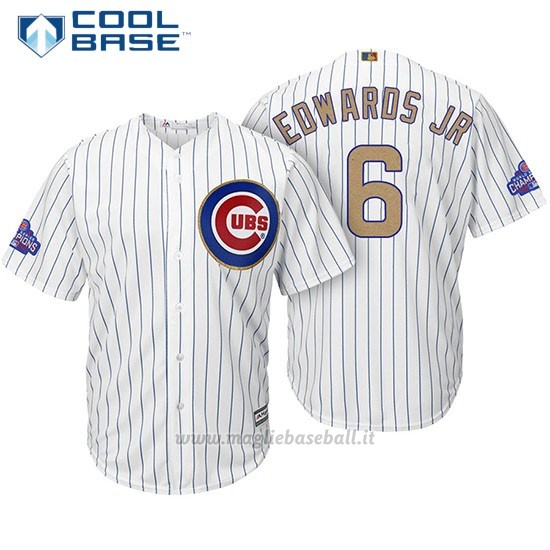 Maglia Baseball Uomo Chicago Cubs 6 Carl Edwards Jr. Bianco Or Program Cool Base